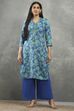 Green Viscose Straight Kurta Pants Set image number 6