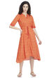 Orange A Line Cotton Dress image number 0