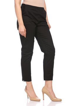 Black Art Silk Slim Pants image number 2