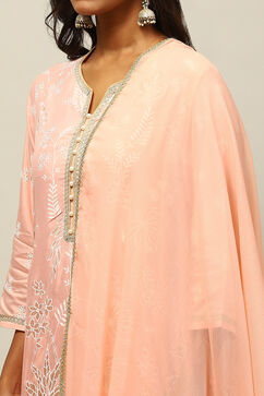 Pink Viscose Muslin Straight Printed Kurta Palazzo Suit Set image number 8