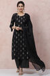 Black Viscose Rayon Straight Suit Set image number 0