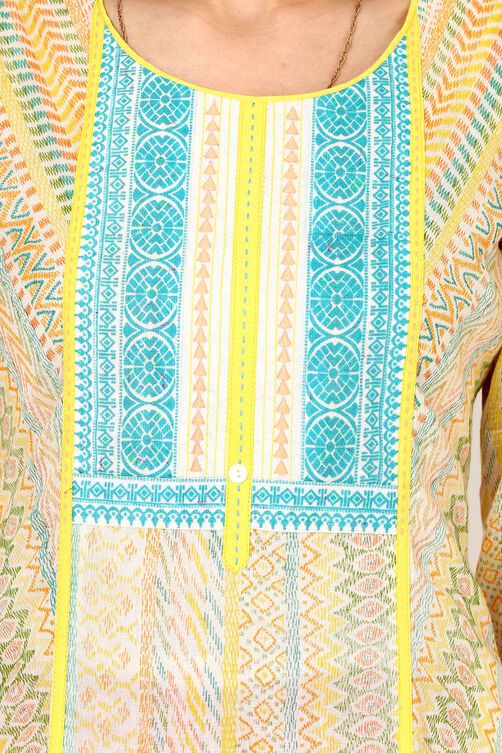 Yellow Straight Cotton Kurta image number 4