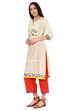 Beige Straight Cotton Kurta image number 2