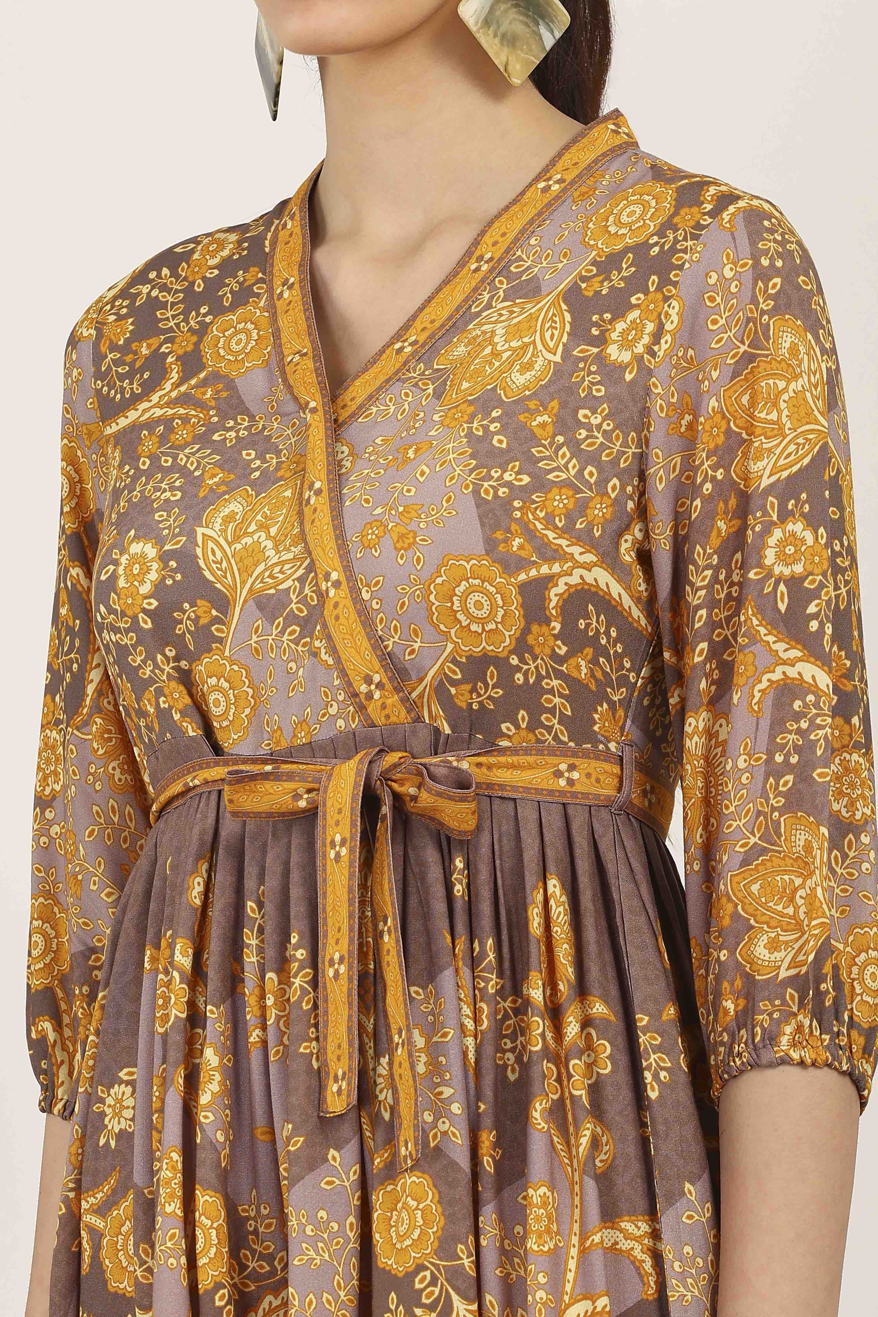 Yellow Rayon Gathered Dresses image number 1