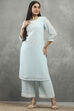 Blue Viscose Straight Kurta Pants Set image number 6
