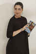 Black Viscose Blend Straight Solid Kurta image number 1