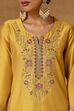 Yellow Viscose Blend Straight Solid Suit Set image number 1