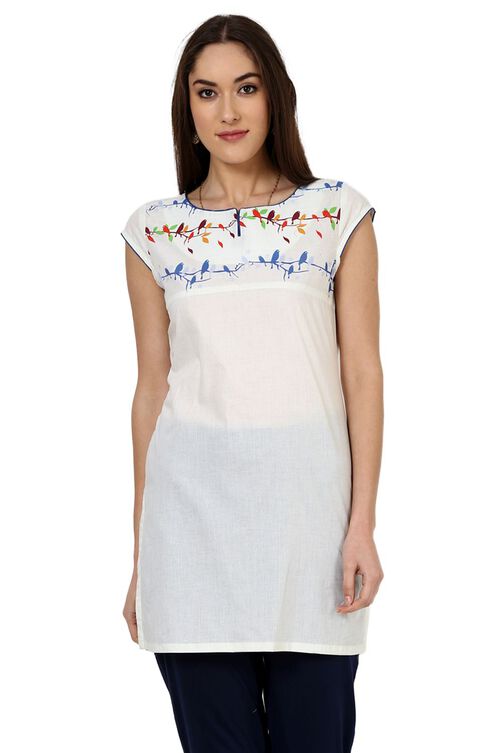 Beige Straight Cotton Indie Top image number 0