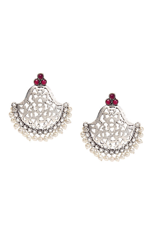 Red Metal Brass Earrings image number 1