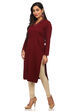 Maroon Straight Cotton Kurta image number 3