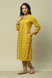 Lime Green LIVA Straight Printed Kurta image number 2