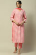 Green Printed Straight Kurta & Pants Suit Set image number 7