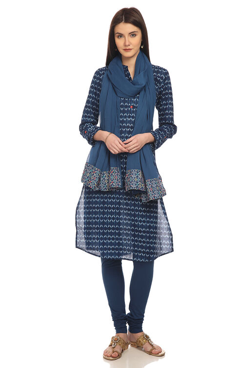 Indigo Straight Cotton Kurta image number 4