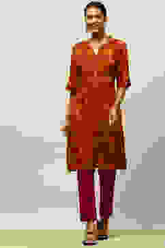 Yellow Rayon Printed Straight Kurta image number 0