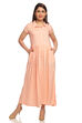 Peach Flared Viscose Dress image number 0
