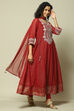 Ecru Polyester Kalidar Printed Kurta Legging Suit Set image number 6