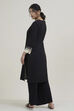 Black White Cotton Flex Straight Solid Kurta image number 5