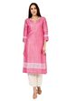 Pink Straight Poly Cotton Kurta image number 0