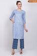 Blue Cotton Straight Suit Set image number 0