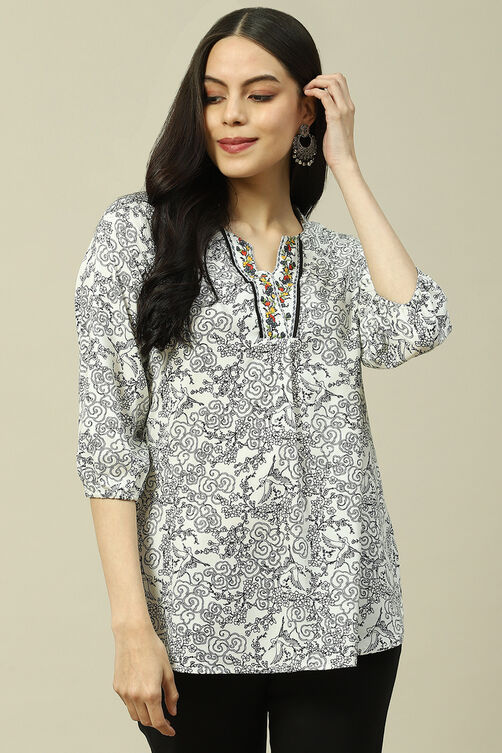 White Viscose Indie Top image number 5