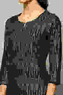 Black Rayon Printed Straight Kurta image number 1