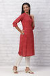 Maroon Cambric Cotton Straight Kurta image number 3
