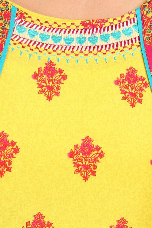 Yellow Straight Cotton Kurta image number 4