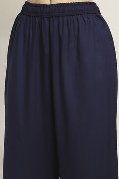 Indigo Viscose Rayon Printed Straight Kurta Pants Set image number 2