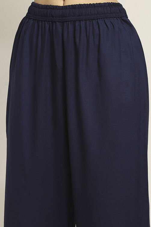 Indigo Viscose Rayon Printed Straight Kurta Pants Set image number 2