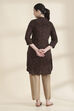 Brown Printed Straight Kurta image number 4