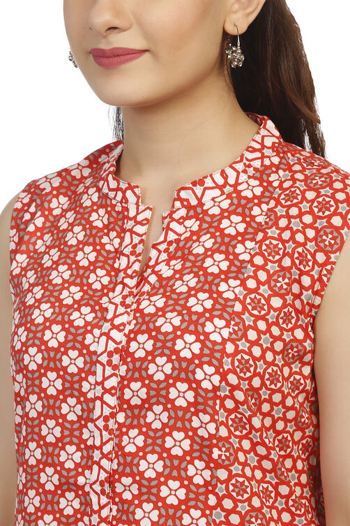 Red Viscose Straight Kurta image number 1