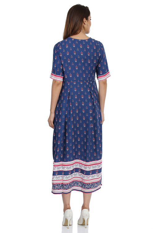Indigo Flared Viscose Dress image number 4