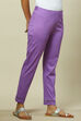 Purple Cotton Blend Slim Pant image number 3