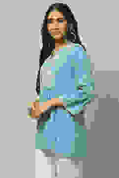 Ice Blue Rayon Slub Indie Top image number 2