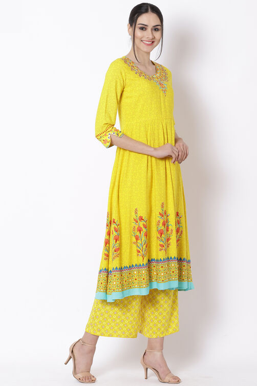 Yellow Viscose Kurta image number 4