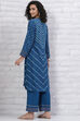 Indigo LIVA Straight Kurta image number 3