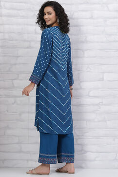 Indigo LIVA Straight Kurta image number 3