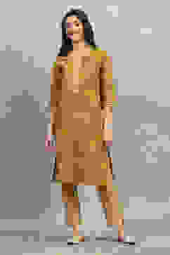 Yellow Viscose Blend Printed Straight Kurta image number 5