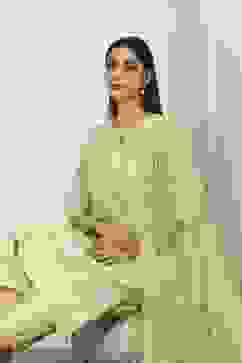 Yellow Viscose Polyester Straight Suit Sets image number 7