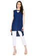 Indigo Asymmetric Polyester Kurta image number 0