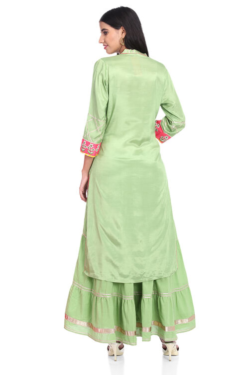 Green Straight Viscose Suit Set image number 5