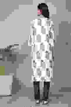 White Cotton Printed Straight Kurta image number 3