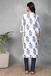 White Cotton Printed Straight Kurta image number 3