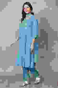 Green Rayon Kalidar Suit Sets image number 3