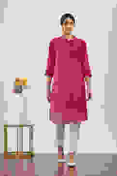 Pink Cotton Straight Kurtas image number 5