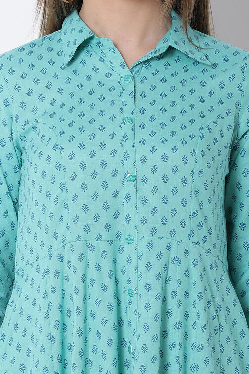 Green Cotton Kalidar Dress image number 1