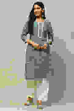 Sage Green Rayon Staight Kurta image number 5