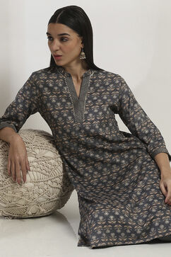 Navy Viscose Straight SET image number 7