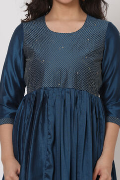 Teal Blue Polyster Dress image number 1