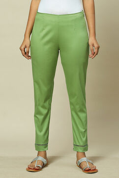 Lime Green Cotton Blend Slim Pant image number 5